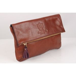 Massimo Dutti Brown Leather Clutch Bag